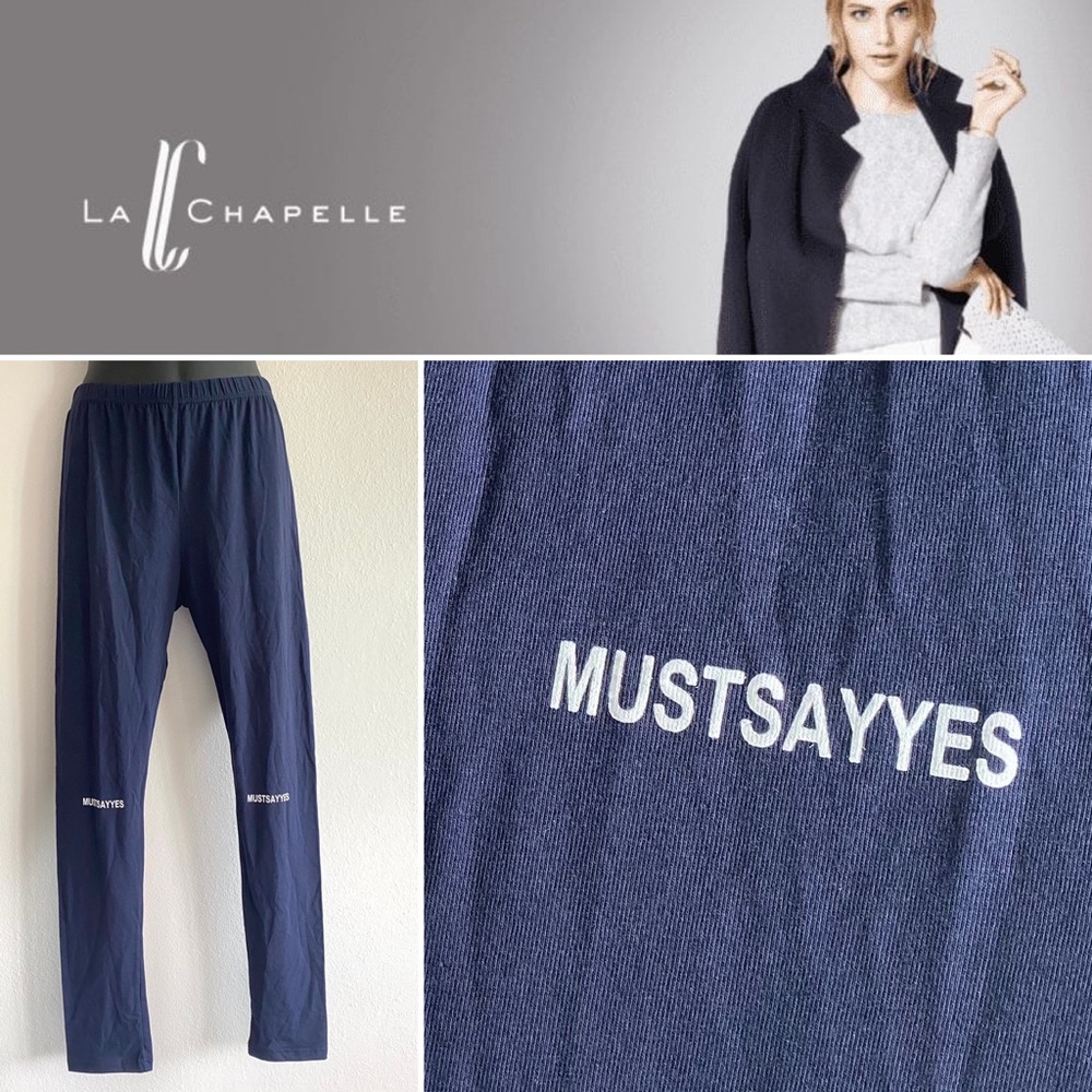 La Chapelle leggings “Must Say Yes” knees Statement Black Long Exclusive Chinese